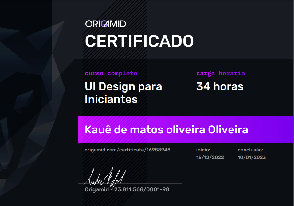 Certificado Figma design para web