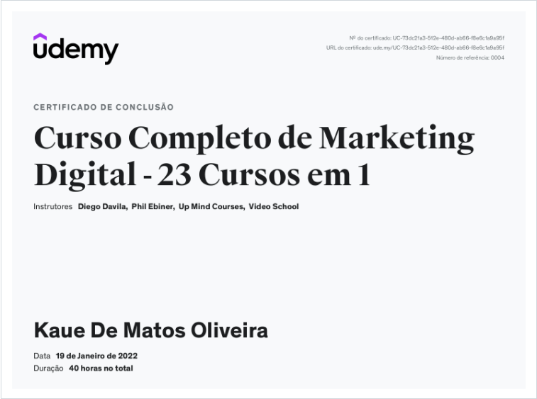 Certificado Marketing digital