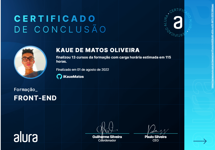 Certificado desenvolvedor Front-end